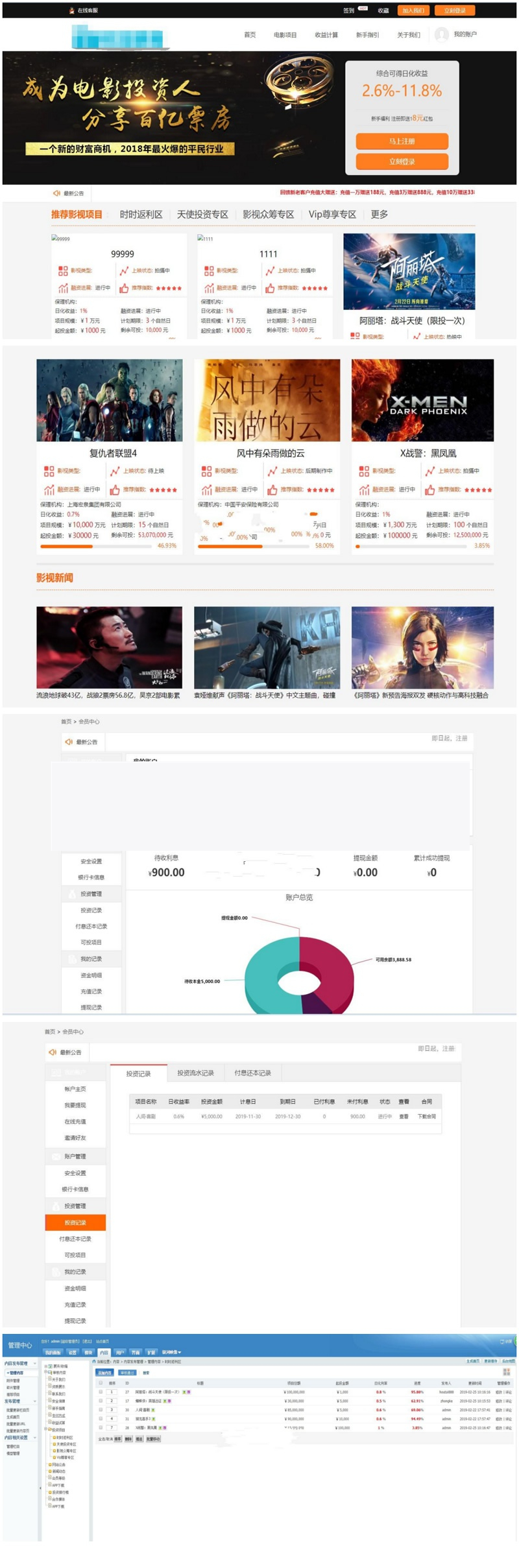 影理财投资源码P2C理财影视源码 理财网站源码电影项目众筹分红源码影视投资理财源码|精品资源|果果网