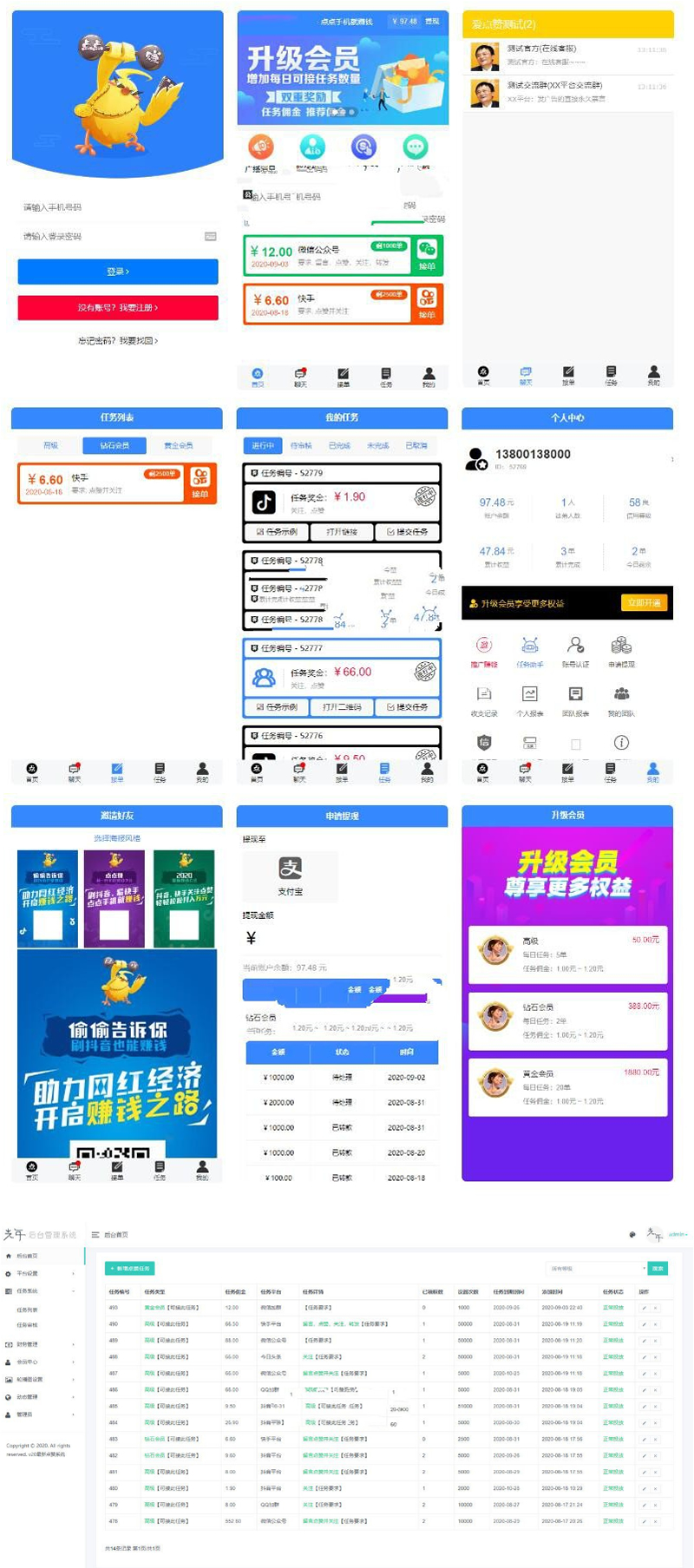 全新蓝色UI抖音快速任务点赞系统源码+后台模板-ss|精品资源|果果网