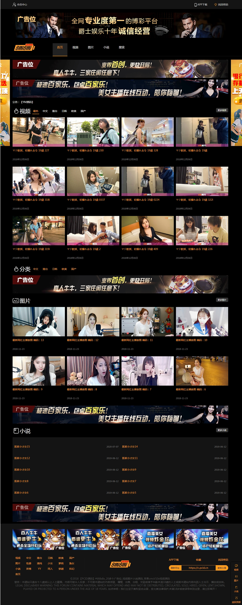 自适应20个广告位视频图片小说源码苹果cmsV10x 源码|精品资源|果果网|百度云盘下载