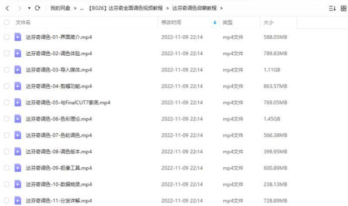 DaVinci教程-达芬奇全面调色视频教程11课[MP4/7.97GB]百度云网盘下载|精品资源|果果网
