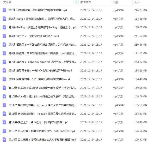 [技能提升]《零基础也能快速变身抖音网红舞达人》[14课(MP4视频)资料合集]【百度云网盘下载】|精品资源|果果网